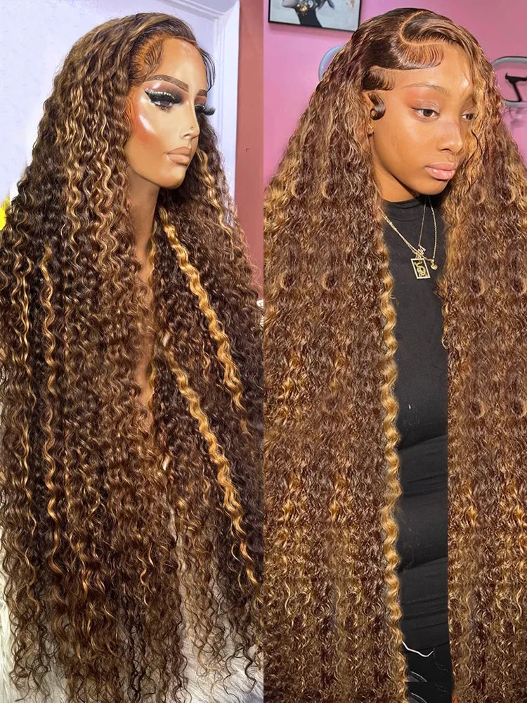 Honey Blonde Deep Wave HD Lace Front Wig – 13x6 /Glueless/ Human Hair