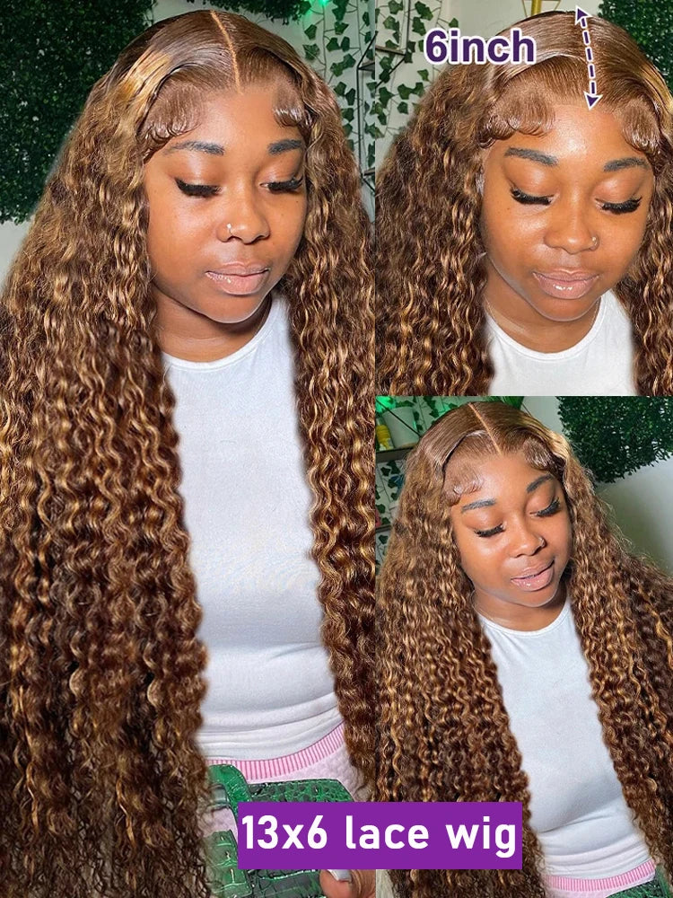 Honey Blonde Deep Wave HD Lace Front Wig – 13x6 /Glueless/ Human Hair