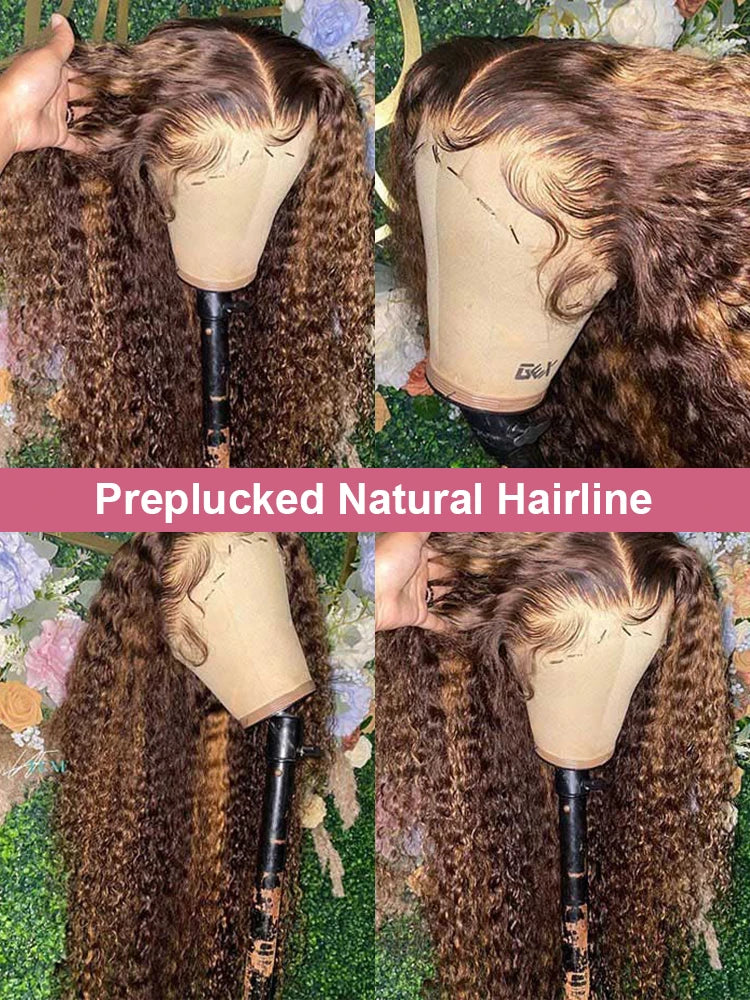 Honey Blonde Deep Wave HD Lace Front Wig – 13x6 /Glueless/ Human Hair